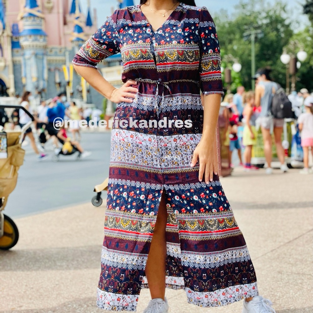 NWT bohemian print maxi dress boho party cocktail - Picture 4 of 16